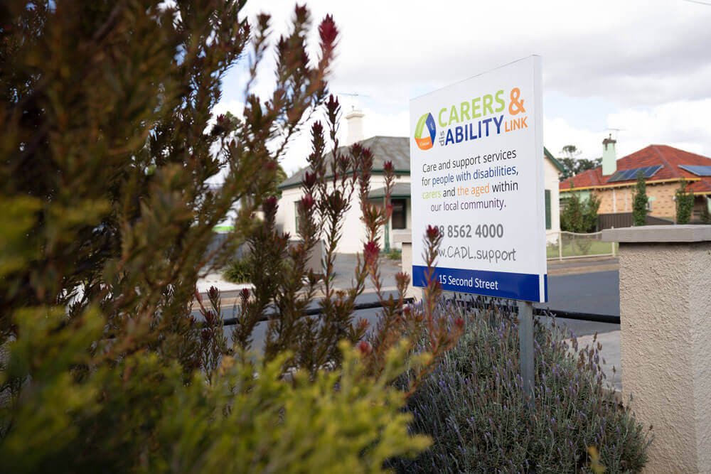 The Carers and Disability Link sign at Nuriootpa